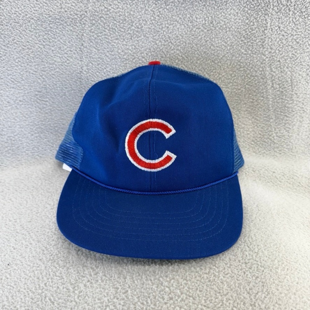 Vintage Chicago cubs Snapback Hat Blue mesh Trucker MLB Adjustable Embroidered